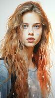 un digital pintura de un niña con largo pelo generativo ai foto