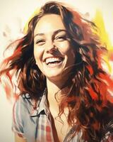 a digital painting of a smiling woman generative ai photo