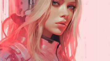 a digital painting of a woman in a futuristic outfit generative ai photo