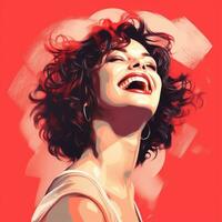 a digital painting of a woman laughing generative ai photo