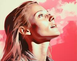 a digital painting of a woman looking up generative ai photo