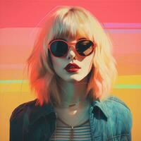 a digital painting of a woman wearing sunglasses generative ai photo