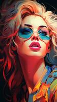 a digital painting of a woman wearing sunglasses generative ai photo