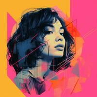 a digital painting of a woman with a colorful background generative ai photo