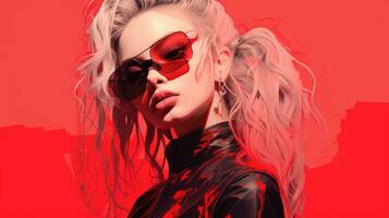 a digital painting of a woman wearing sunglasses generative ai photo