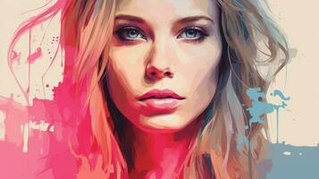 a digital painting of a woman with blue eyes generative ai photo