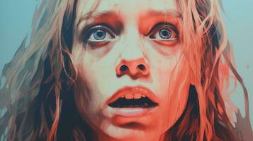 a digital painting of a woman with her eyes wide open generative ai photo
