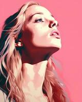 a digital painting of a woman with long blonde hair generative ai photo