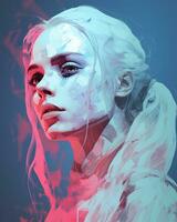 a digital painting of a woman with long hair generative ai photo