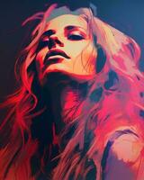 a digital painting of a woman with long hair generative ai photo