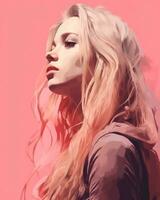 a digital painting of a woman with long hair generative ai photo