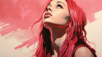 a digital painting of a woman with long red hair generative ai photo