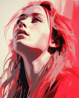 un digital pintura de un mujer con rojo pelo generativo ai foto