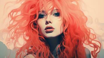 un digital pintura de un mujer con rojo pelo generativo ai foto