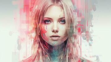 a digital painting of a womans face generative ai photo