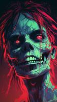 a digital painting of a zombie with red eyes generative ai photo
