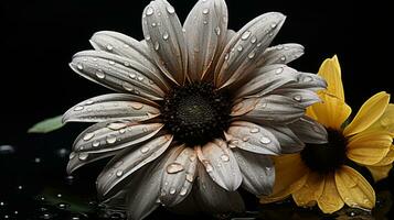 un flor con agua gotas en eso generativo ai foto