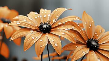 a group of orange flowers with water droplets on them generative ai photo