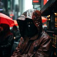 a man wearing a black hooded jacket generative ai photo