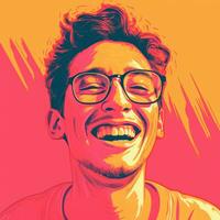 a man with glasses and a smile on his face generative ai photo