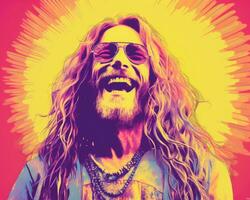 a man with long hair and sunglasses is laughing generative ai photo