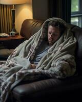 a man wrapped in a blanket generative ai photo