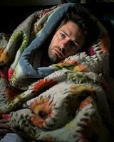 a man wrapped in a blanket generative ai photo