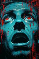 a painting of a man with blood dripping down his face generative ai photo