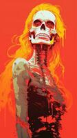 a painting of a woman with a skull on her head generative ai photo
