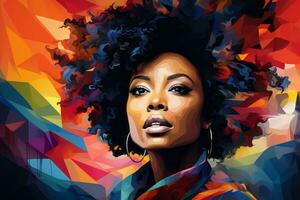un pintura de un mujer con un afro peinado generativo ai foto