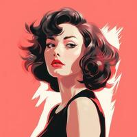 a painting of a woman with curly hair and red lipstick generative ai photo