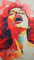 a painting of a woman with her mouth open generative ai photo