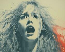 a painting of a woman with her mouth open generative ai photo