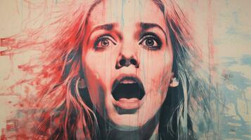 a painting of a woman with her mouth open generative ai photo