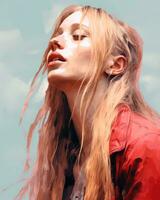 a painting of a woman with long blonde hair generative ai photo