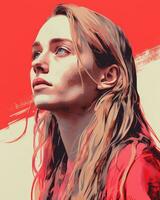 a painting of a woman with long blonde hair generative ai photo