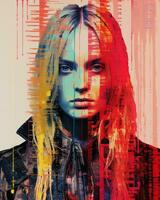 a painting of a woman with long blonde hair generative ai photo