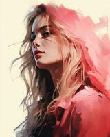 a painting of a woman with long blonde hair generative ai photo
