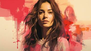 a painting of a woman with long hair generative ai photo