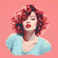 a painting of a woman with red hair generative ai photo