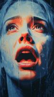 a painting of a woman with tears on her face generative ai photo