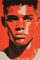 a painting of a young man with red paint on his face generative ai photo