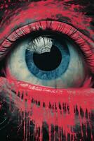 a painting of an eye with blood dripping from it generative ai photo