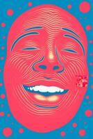 a pink and blue poster with a smiling face generative ai photo