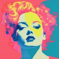 a pop art image of a woman with colorful hair generative ai photo