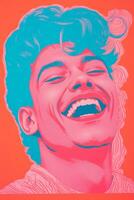 a pop art portrait of a man laughing generative ai photo