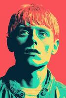 a pop art portrait of a young man with red hair generative ai photo