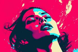 a pop art style illustration of a woman generative ai photo