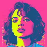 a pop art style illustration of a woman with short hair generative ai photo