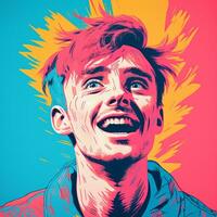 a pop art style portrait of a man with his mouth open generative ai photo